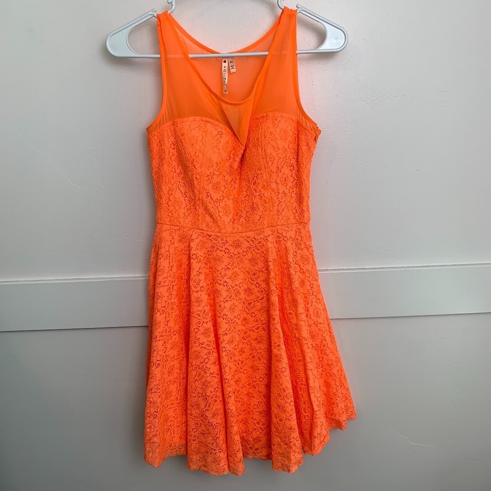 NWT Love Point Bright Orange Lace Midi Dress